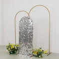 thumbnail image 5 of Efavormart Sparkly Silver Big Payette Sequin Fitted Chiara Backdrop Stand Cover for Round Top Wedding Arch, Single Sided - 5ft, 5 of 5