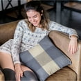 thumbnail image 2 of Plutus 16" x 16" Squares Plaid Luxury Throw Pillow in Blue, 2 of 2