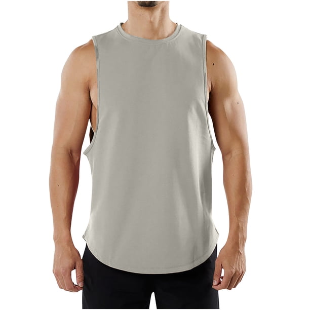 pstuiky Camiseta sin mangas para hombre, Camiseta sin mangas deportiva transpirable de verano para hombre, de color liso, informal, para fitness Chaleco de hombre xxl
