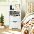 thumbnail image 4 of Ktaxon Set of 1 NightStand with Charging Station BedsideTable with 2 Storage Drawers,End Side for Bedroom,Country Style White, 4 of 9