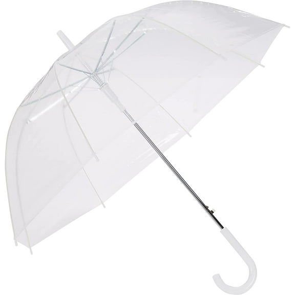 Clear Umbrella for Rain, Round Bubble Umbrella for Wedding, With Wide Coverage (35" Canopy Diameter), Auto Open, Strong Fiberglass Frame, Steel Shaft, Spoke Protectors for Safety