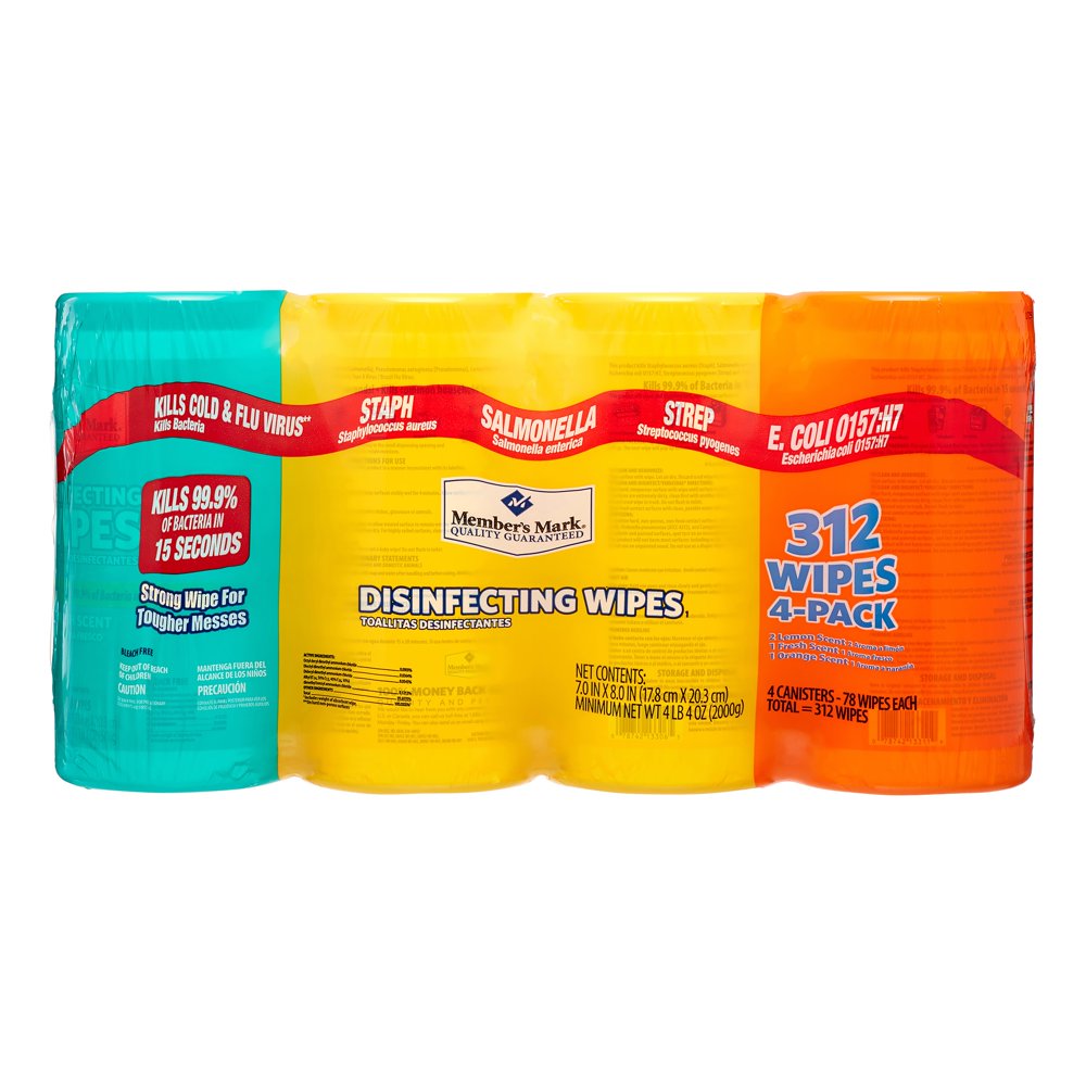 Member's Mark Disinfecting Wipes, Lemon, Fresh, & Orange, 78 Wipes, 4