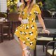 thumbnail image 3 of Disketp Cute Bee Butterfly Yelllow para Vestido de Manga Corta para Mujeres, Vestidos de Verano para Mujeres, Casual y Holgado para la Playa, 3 of 6