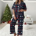 thumbnail image 2 of UngA Christmas Pajamas Womens Short Sleeve Sleepwear Long Pants Soft Button Down Loungewear Silk Christmas Pajamas for Women,Size L, 2 of 5