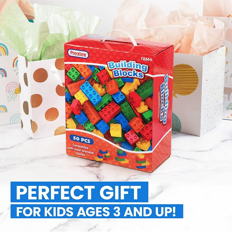Prextex Kids Large Builder Set, 50 Piece Classic Big Building