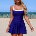 thumbnail image 2 of COMVALUE Women 2026 One Piece Swim Dress Swimsuit Tummy Control Cute Modest Skirt Bathing Suit Dress (Navy, S), 2 of 8