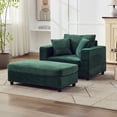 thumbnail image 2 of S-HOME Corduroy Chaise Lounge Chair with Removable Ottoman and Pillows, for Living Room and Bedroom, 2 of 18