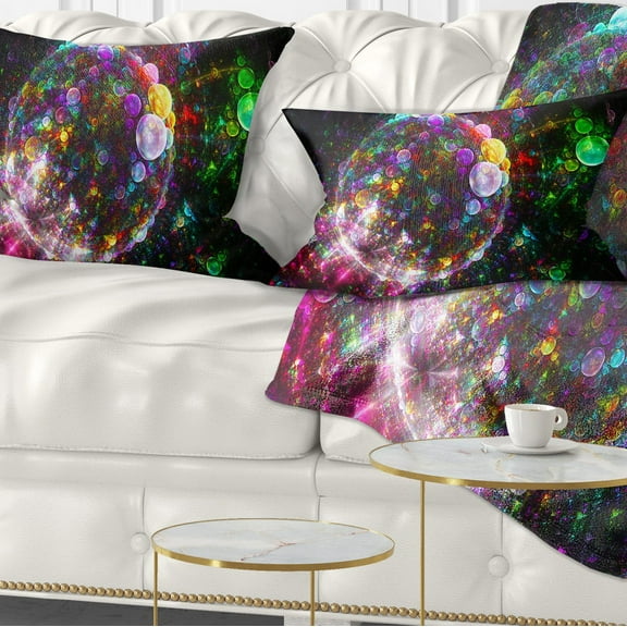 Designart Multi Color Fractal Spherical Bubbles - Abstract Throw Pillow - 12x20