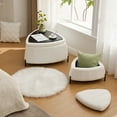 thumbnail image 2 of Two-Piece Faux Fur Upholstered Storage Ottoman Set Ivory Comfortable Footrest Coffee Table With Metal Legs, 2 of 12