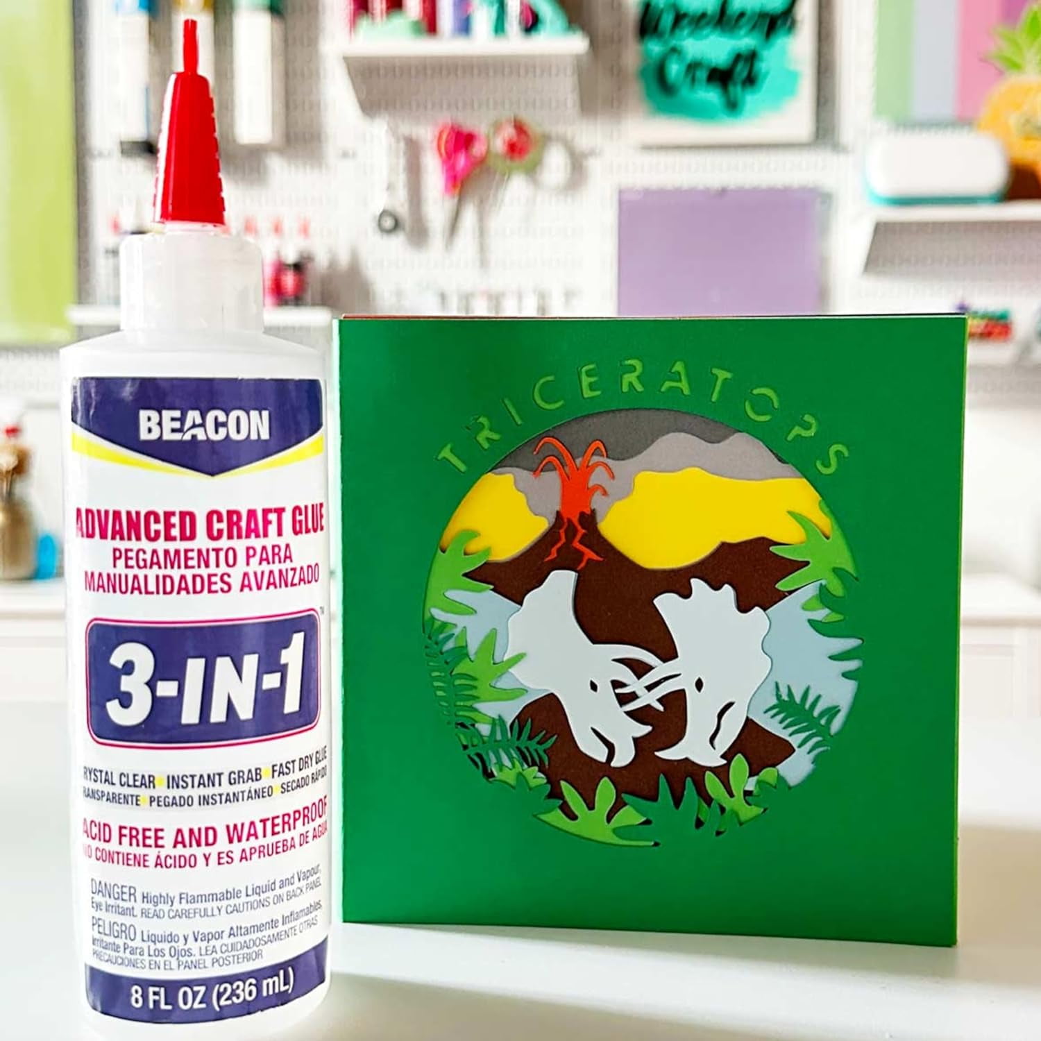 3-in-1 Advanced Craft Glue - Fast-Drying, Crystal Clear Adhesive for Wood, Ceramics, Fabrics, and More, 8-Ounce
