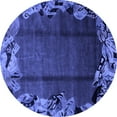thumbnail image 1 of Ahgly Company Machine Washable Indoor Round Abstract Blue Modern Area Rugs, 4' Round, 1 of 4