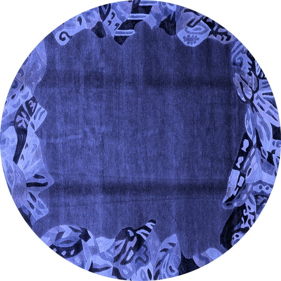 Ahgly Company Indoor Round Abstract Blue Modern Area Rugs, 6' Round