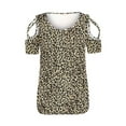 thumbnail image 2 of Patlollav Womens Plus Size Summer Print Short Sleeve Strappy Cold Shoulder T-Shirt Tops, 2 of 6