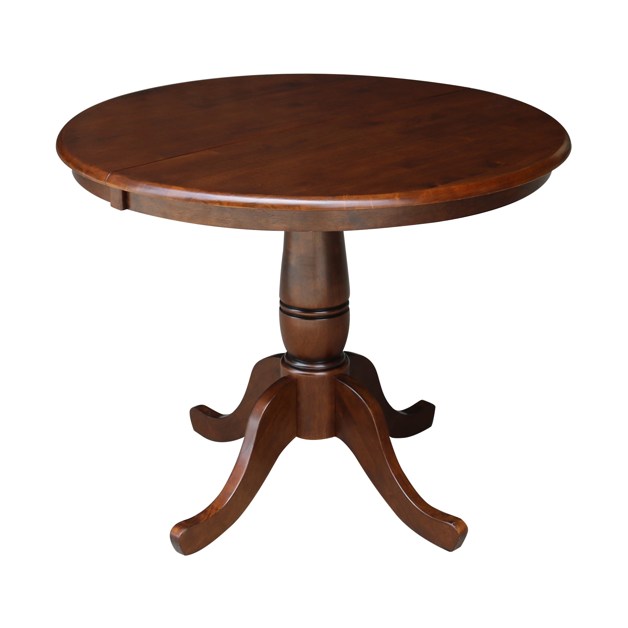36" Round Top Pedestal Table with 12" Leaf, 28.9"H