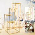 thumbnail image 5 of Square 4-Story Wedding Flower Stand Metal Vase Rack Gold Flower Stands for Outdoor / Indoor Plants, 5 of 15