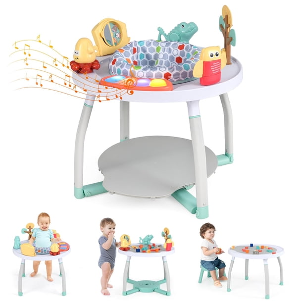 Centro de actividades para bebés BABY JOY 5 en 1 con juguetes extraíbles, color blanco