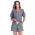 thumbnail image 2 of EA'S SECRET 100% Cotton Pajamas for Women Set Soft Short Sleeve Sleepwear Button Down Nightwear Loungewear Pjs Lounge Sets S-XXL(Deep Grey,L), 2 of 7