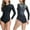 09Black, variant on Hicidod Women's Swimsuit Long Sleeve Rash Guard UV Protection Wetsuit Front Zipper Printed Athletic Surfing One Piece Bathing Suit