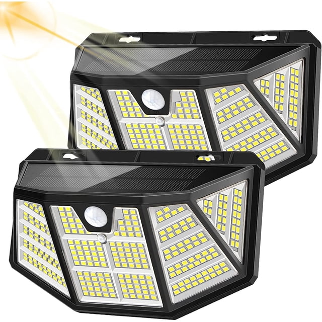 Luces solares para exteriores, 310 luces solares LED para exteriores IP65 a prueba de agua, gran angular de 270 grados, 3 modos, luz solar LED de seguridad opcional para garaje y patio trasero Rojo Verde