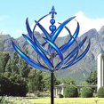 thumbnail image 1 of Spinner de viento de 35 pulgadas para esculturas de viento cinético de metal de patio y jardín, regalo de decoración de patio de loto azul, decoración al aire libre, 1 of 5