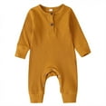 thumbnail image 1 of POINTERTECK Newborn Baby Boy Girl Romper One Piece Solid Color Knit Ribbed Long Sleeve Jumpsuit Clothes Silver 3-6 Months, 1 of 7