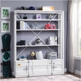 thumbnail image 7 of JERFIT 60" Industrial Metal Bookcase with Removable Ladder, White Cargo Storage Cabinet with Doors and Shelves for Living Room, Office, 7 of 7