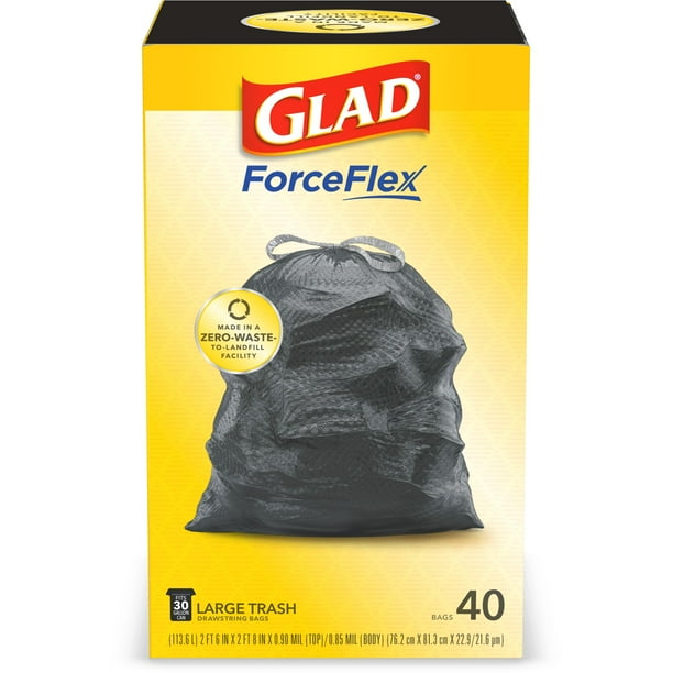 Glad ForceFlex Large Trash Bags, 30 Gallon, 40 Bags (Unscented