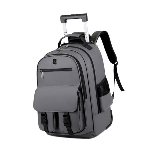 Mochila de viaje con ruedas para ordenador portátil, Maleta, mochila, mango telescópico de aluminio multifuncional para mujeres y hombres, múltiples Gris