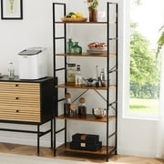 EDX Bookcase, 5 Tier Book Shelf, Storage Shelf, Classic Modern Bookcase for CDs, Movies, Books, Industrial Bookcase for Home Office, Living Room, Kitchen, Bedroom, Rust Brown