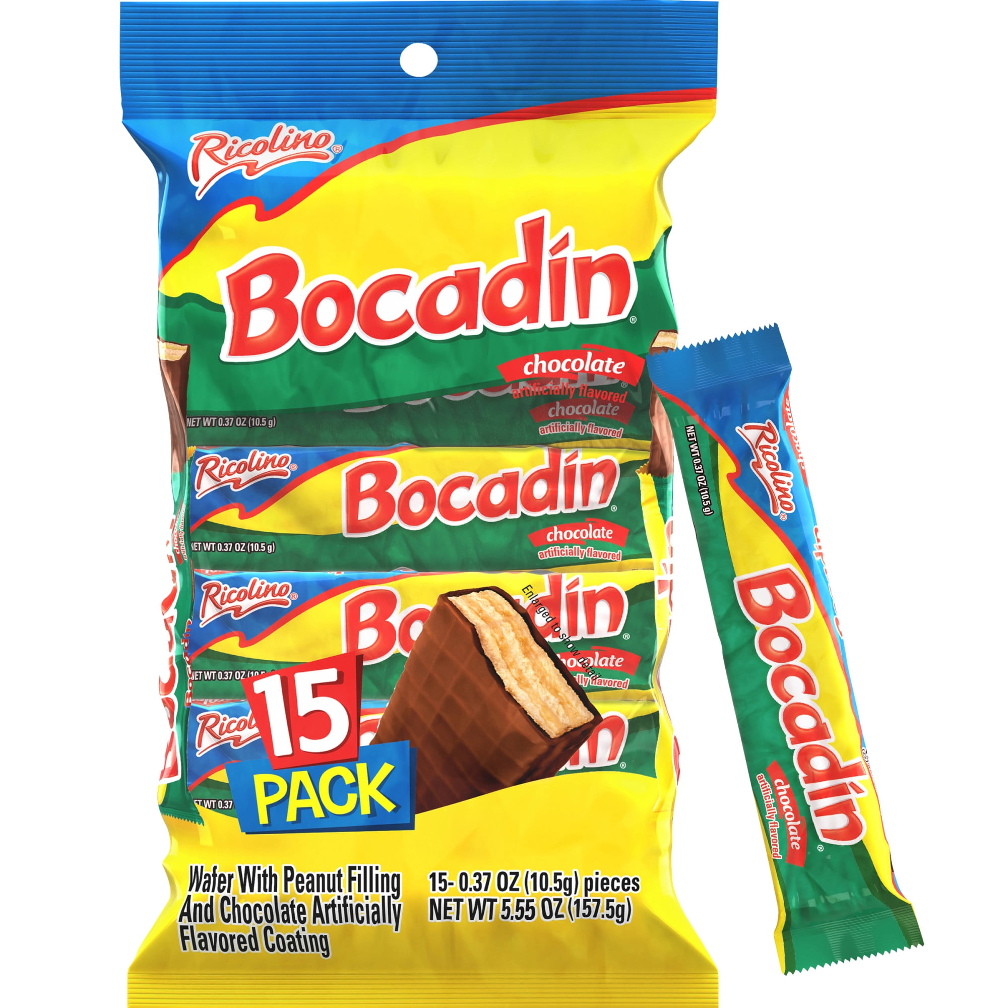 Ricolino Bocadin Wafer with Peanut Filling and Chocolate Artificially