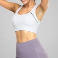 thumbnail image 5 of Women Bras Sports Bra Fitness Running Shockproof Yoga Tank Top Front Zipper No Steel Ring Comfort Sports Bra Wireless Bra White L, 5 of 6