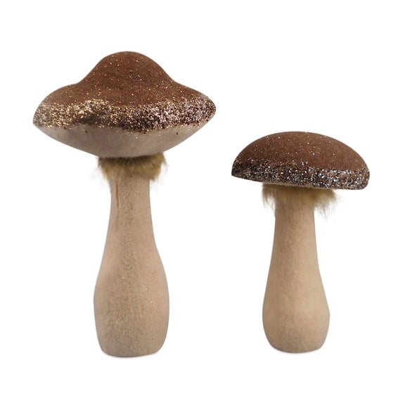 Melrose International LLC Mushroom (Set of 2) 9.5"H, 13.5"H Foam/Fabric