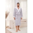 thumbnail image 4 of Vulcanodon Mens Ultra Soft Plush Bathrobe with Hood, Warm Fleece Robe with Pockets Spa Robes for Men Cozy Fluffy Fuzzy(Light Grey, 2XL/3XL), 4 of 5