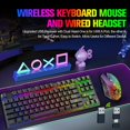 thumbnail image 2 of Wireless Gaming Keyboard and Mouse Combo with 87 Key Rainbow LED Backlight Rechargeable 3800mAh Battery Mechanical Feel Anti-ghosting Ergonomic Waterproof RGB Mute Mice for Computer PC Gamer (Black), 2 of 9