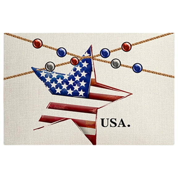 Yhmxh Patriotic 4th of July Placemats, Stars Stripes American Flag Decorative Placemats 12x18 Inch Memorial Day Beige Table Mats for Home Kitchen Dining Party Outdoor Indoor Decoration