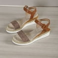 thumbnail image 5 of HAOTAGS Wedge Sandals for Women Single Band Platform Casual Beach Shoes Brown Size 5.5, 5 of 5