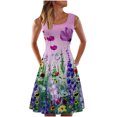 thumbnail image 1 of Vestido sin mangas informal sin mangas para mujer, vestido con cuello redondo y estampado floral de verano para la playa Pompotops  ghjkhdj1564, 1 of 5