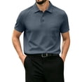 thumbnail image 2 of Mens Polo Shirts Casual Short Sleeve Performance Shirts Summer Golf Polo Shirt with Pocket, Moisture Wicking Dark Gray L, 2 of 6