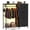 Blackwood, variant on CONCETTA Dresser for Bedroom with Hanging Rack 6 Drawers Dresser, LED Lights & Charging Station, Wooden Top, Grid Panel, Black