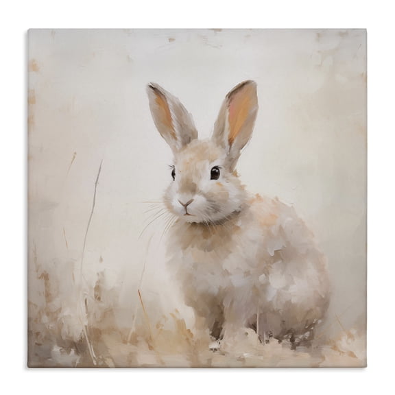 Stupell Industries Farmhouse Neutral Gazing Bunny Canvas Art, 17 x 17, by Arlington Prints