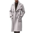 thumbnail image 1 of Lovzfmll Men's Wool Blend Overcoat Double Breasted Notched Lapel with Pockets Gray, L, 1 of 5