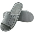 thumbnail image 1 of Men Washable Microfiber Suede Adjustable Memory Foam Home Open Toe Indoor Slippers, 1 of 7