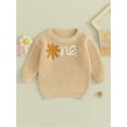 thumbnail image 3 of Newborn Baby Girl Knitted Sweater Infant Long Sleeve Floral Letter Autumn Knitwear, 3 of 8