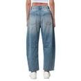 thumbnail image 3 of Jeans For Women Mid Rise Barrel Wide Leg Mid Waist Cropped Denim Baggy Boyfriend With Pockets Pants, 3 of 8