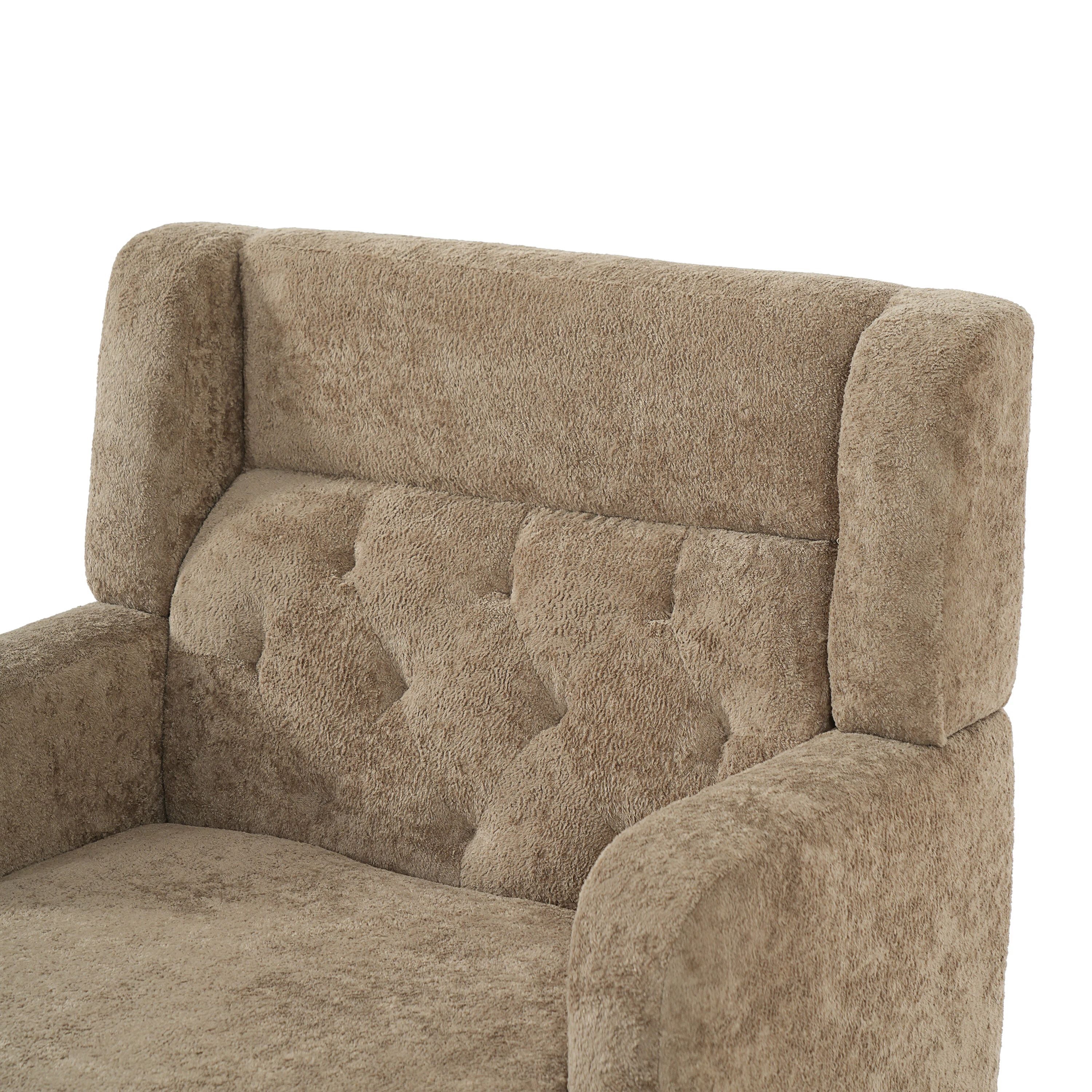Euroco Modern Accent Chair,Upholstered Armchair with Solid Wood Frame,Comfy Reading Chair,Living Room Chair for Bedroom, Guest Room,Brown