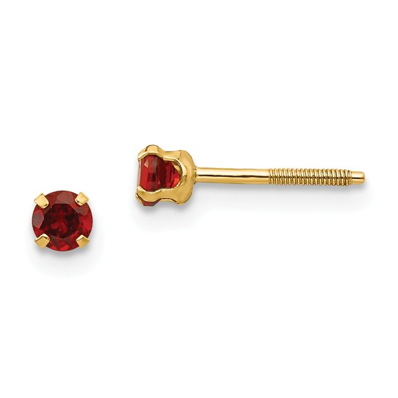 Real 14kt Yellow Gold Madi K 3mm Garnet Earrings; for Adults and Teens; for Women and Men
