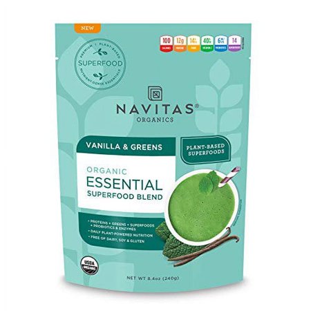 Navitas Organics Essential Superfood Protein Blend, Vanilla & Greens, 8.4oz. Bag,10 Servings â€” Organic, Non-GMO, Gluten-Free, Plant-Based Protein