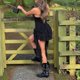thumbnail image 5 of Body de Tirantes Finos para Mujer, Cuello en V con Cordones, Top Halter, Pantalones Cortos con Volantes, Mono para Fiesta en Club. Negro S, 5 of 10