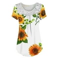 thumbnail image 6 of Clearance asdoklhq Womens Plus Size Tops,Women's Lace Patchwork Printed Round Neck Short Blouse Tops, 6 of 6