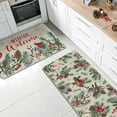 thumbnail image 4 of Winter Welcome Cardinal Kitchen Rugs Set of 2, Red Birds Pine Cone Pine Needle Kitchen Mats Decor, Holly Berry Seasonal Floor Door Mat Home Decorations - 17x30 and 17x47 Inch, 4 of 5